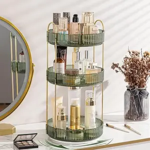 360° Rotating Makeup Organizer - Large Capacity Cosmetic & Skincare Dresser Racks est ante Rotating Triple-Tier organizer storage makeup storage organizer lazy susan tray