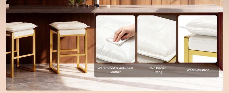 HOMRELEXA Bar Stools with Double Cushion Comfortable Seating, Modern Bar Stools Set of 2 with Footrest, Counter Height Bar Chairs, Easy Assembly, for Kitchen Island, Bar, Counter, chair for dining