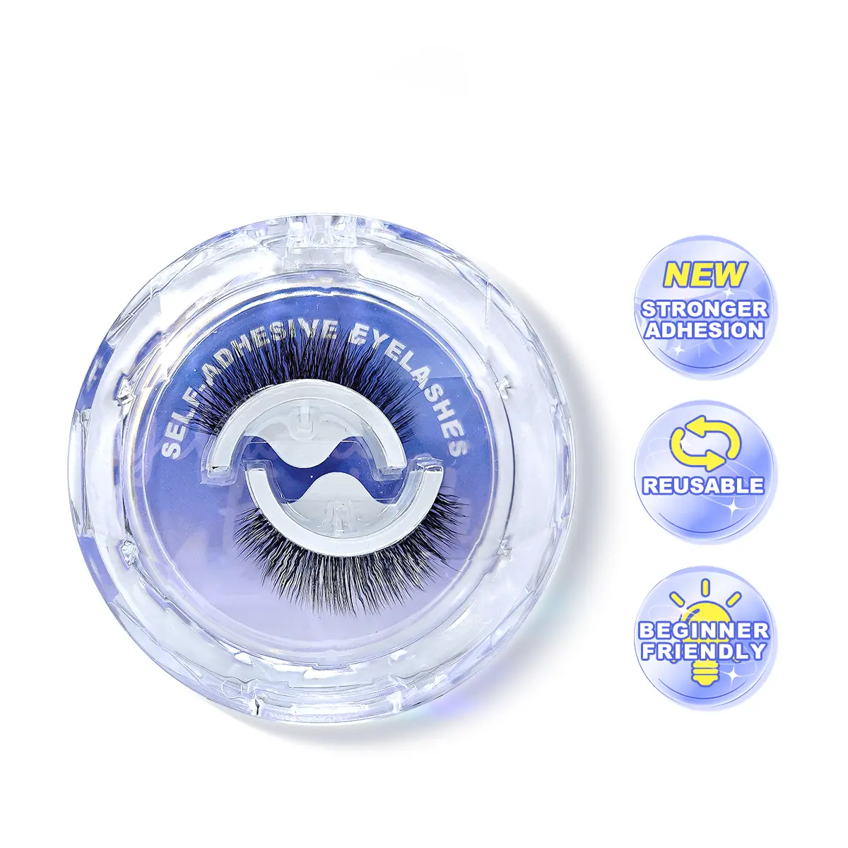 Self Adhesive Eyelashes  Reusable Thick & Natural Style Lashes, Waterproof, Reusable, Glue-Free, Eyeliner-Free Makeup Cosmetic,Pre Glued Lashes,Press on False Lashes,Wispy Strip Lashes