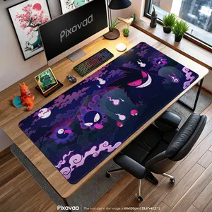 Ghost-Type Mouse Pad - Haunted Graveyard Art Desk Mat, Spooky Gaming Pad, Gastly Haunter Gift
