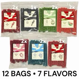 Licorice Sampler pack - 12 Total 1 Pound Bags - 7 Delicious Flavors 2 Bags of each, Except 1 black and 1 Red Raspberry - Amish Licorice Twist Candy Sweet