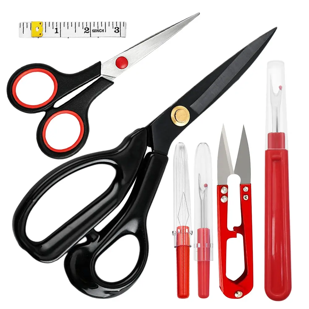 7PCS Fabric Scissors Tailor Sewing Shears, 9-Inch Heavy Duty Scissors for Cutting Fabric Cutting Leather for Home Office Tailors, Sewers and Craftsmen