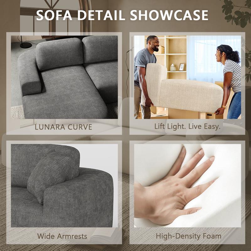 [New Year Deals] 107'' Modular Sectional Boneless Sofa Couch with Chaise, No Assembly Required, Modern Woven-Textured Upholstery, Convertible L-Shaped Design for Living Room,Christmas Gifts for the Whole Family: Husband & Wife, Mom & Dad