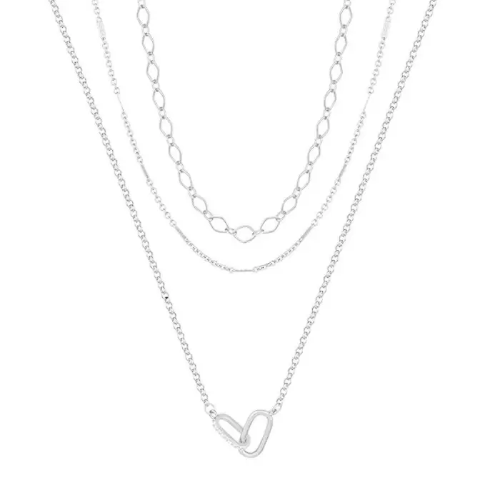 Silver studded diamond paperclip, oval c