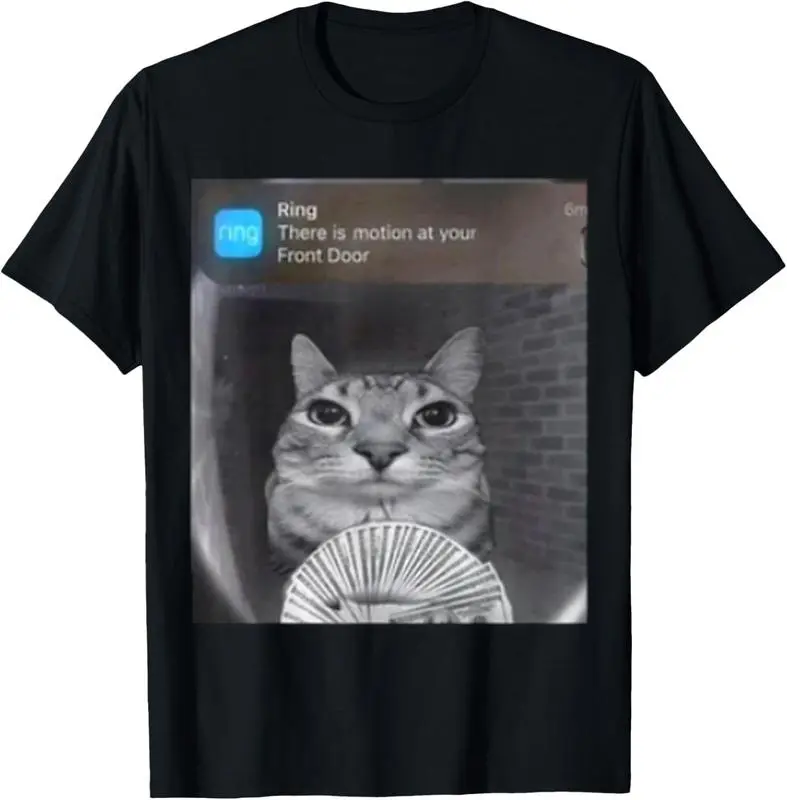 100%25 Cotton Ring Cat with Motion Meme T-Shirt