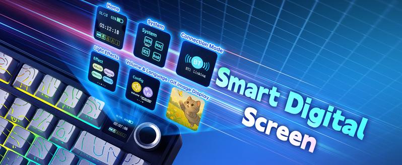 Aula F75 MAX Wireless Mechanical Keyboard with TFT Screen and Knob, Gasket Gaming Keyboard in 75% Layout, Hot Swappable, RGB Backlight, for  Multimedia ScrolWheel, creamy keyboards