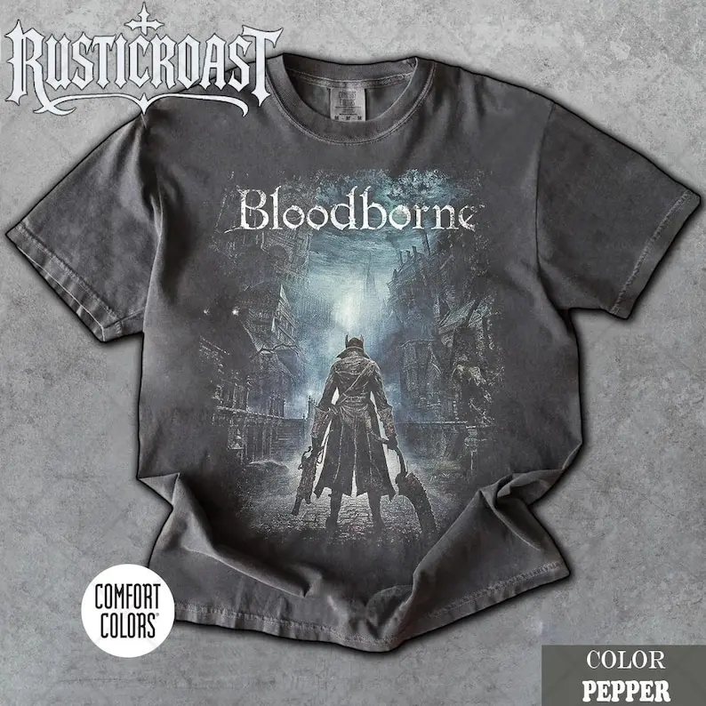 Limited Comfort Colors Bloodborne The Hunter T-Shirt, Gothic Game Tee, Distressed Gamer Fan T-Shirt, Gift For Women and Man Unisex T-Shirt