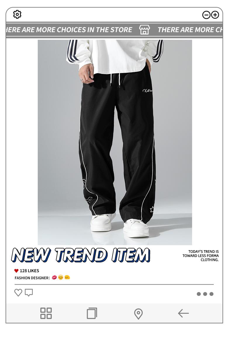 Clean Gent men's casual sweatpants with white side stripes and embroidery design, casual sportswear, sports trousers, sports suits, sports casual style sportswear, strappy straight sportswear