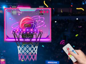 VATOS Basketball Hoop for Girls Indoor, LED Basketball Hoop with 7 Color Lights, Glowing Rim, Scoreboard & Remote Controller, Basketball Set Sports Toys Birthday Gifts for Girls Kids Teens 5-12