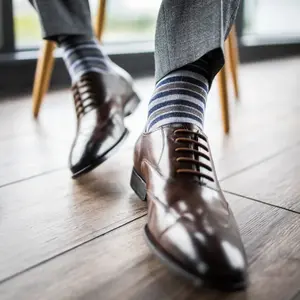 The January Skys - A Grey, Blue and White Striped Sock