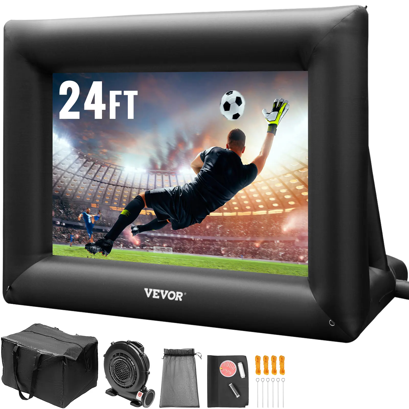 【Summerfinds】VEVOR Inflatable Movie Screen 24FT Inflatable Projector Screen for outside ， Inflatable Screen Oxford Fabric Material Blow Up Screen for Outdoor Movie Supports Front/Rear Projection,summerwins