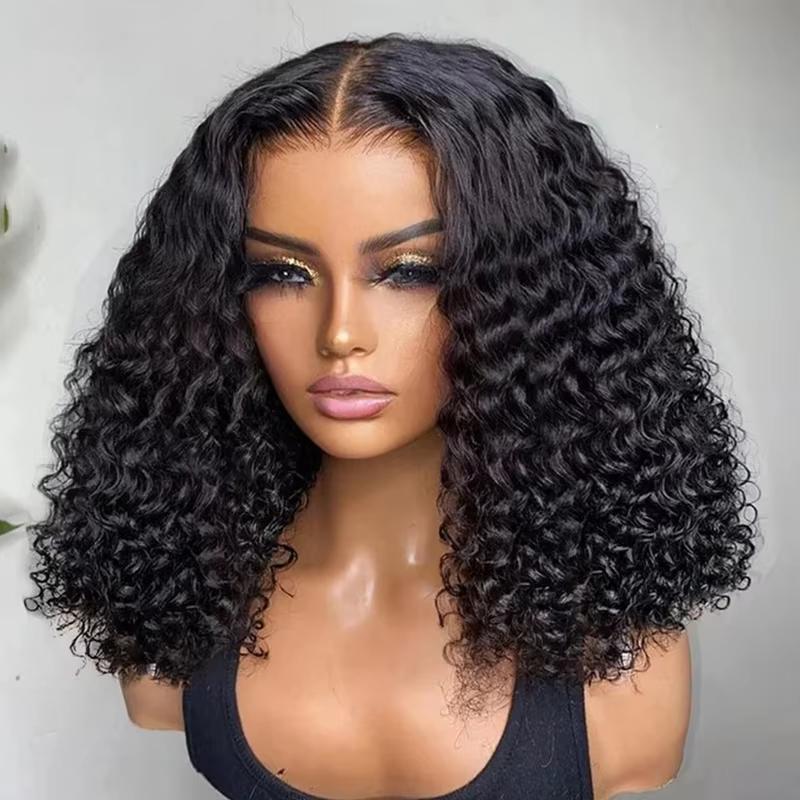 Wear And Go Glueless BOB Human Hair Wig Peruvian Deep Wave Curly Short Bob 6x4 HD Pre Cut Glueless Water Wave Wig 100% Human Hair For Women Ready To Wear And Go On Sale