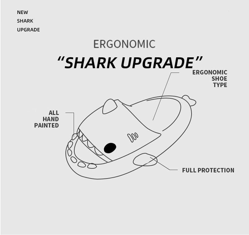 Cute Cartoon Graffiti Slides Slippers Shark Slides for Women Men Soft Slippers open-toe Shark sandal Cushioned Slides Beach Pool Shower Cruise Slippers with Comfy Thick Sole