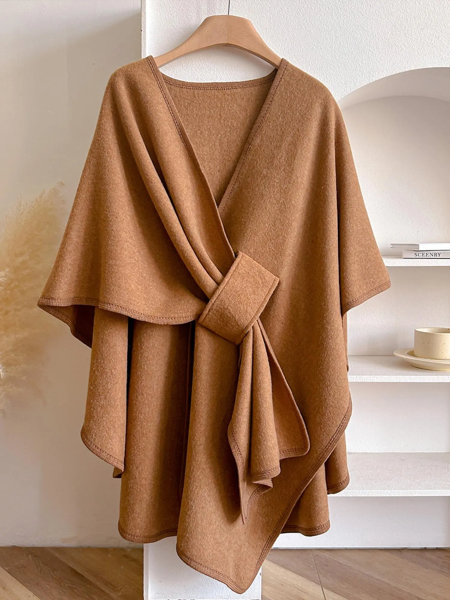 Women's Fall Winter Fashion Solid Color Shawl, Warm Comfortable Soft Scarf, Casual Multi-Functional Wrap, Perfect for Autumn & Winter Daily Wear