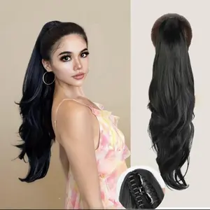 Ponytail Extension, Claw Clip Ponytail Extension for Women 26Inch Long Wavy Brown Pony Tails Hair Extensions Synthetic Clip in Ponytail Hairpiece for Women(Blonde & Medium Brown)
