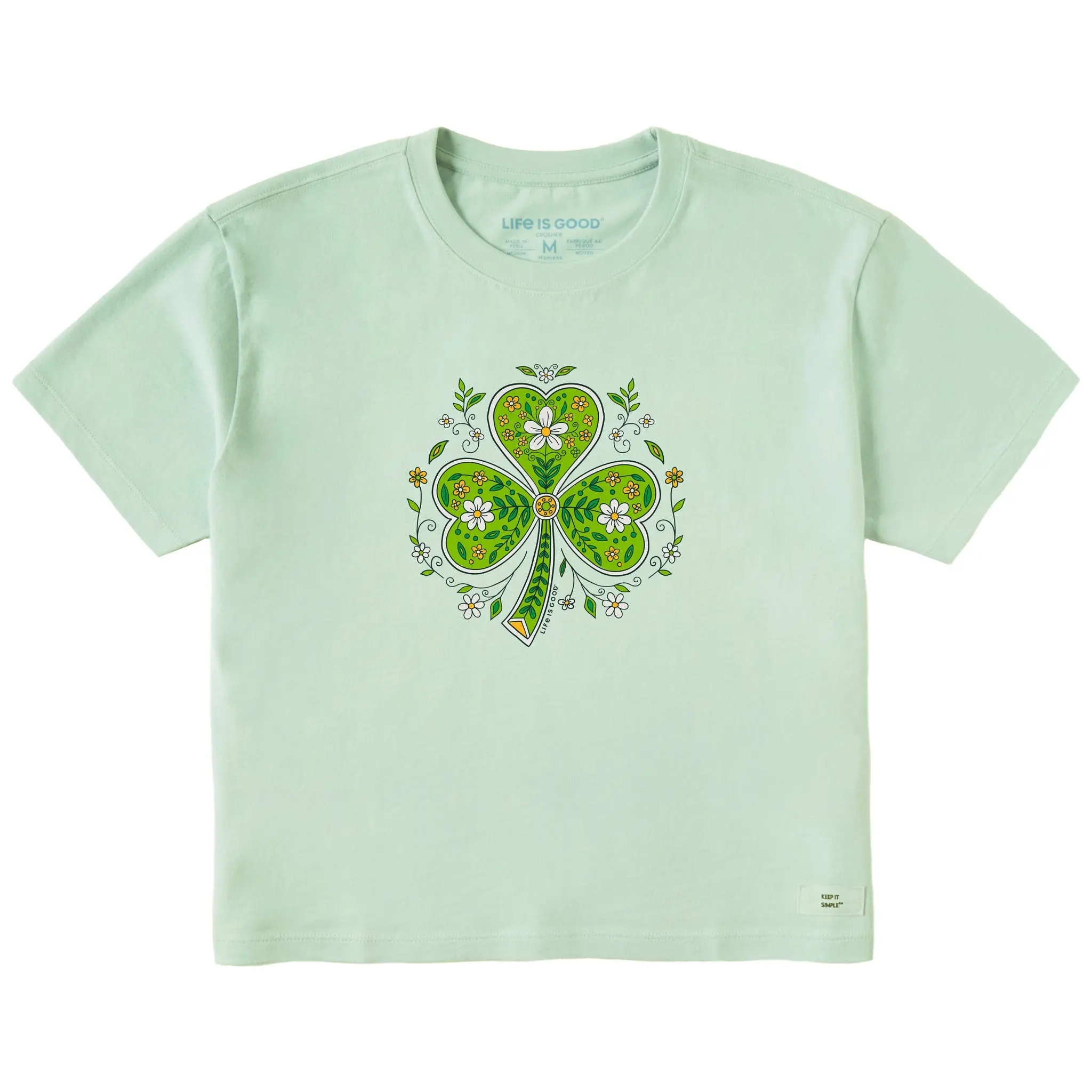 Women's Doodle Shamrock Short Sleeve Crusher Boxy Tee
