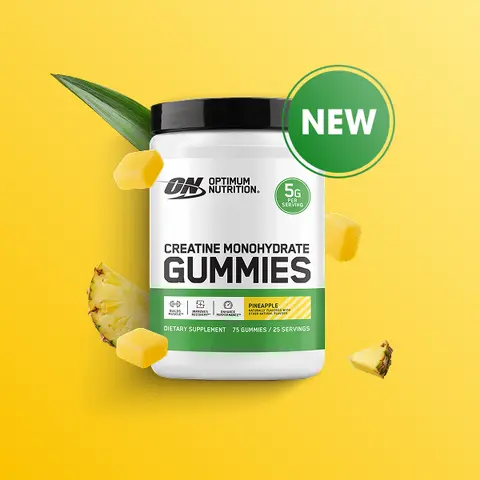Optimum Nutrition Pineapple Power Chewable Creatine Gummies - 5g Creatine per Serving, 75 Gummies (25 Servings), Gluten-Free, No Synthetic Colors, No Mixing, Gym Support for Muscle, Strength, Post-Workout Help for Adults, Youth