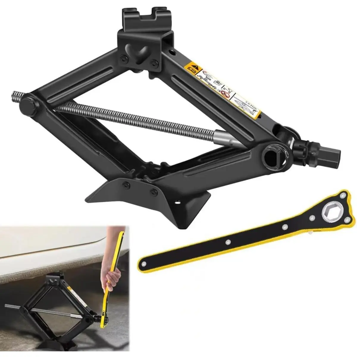 Car Jack Kit Heavy Duty Scissor for 2 Ton(4409 lbs) Tire Wrench Portable Quick Lifting Changing Lift SUV and Auto Manual Ratchet Handle Hardware Tools Vehicle