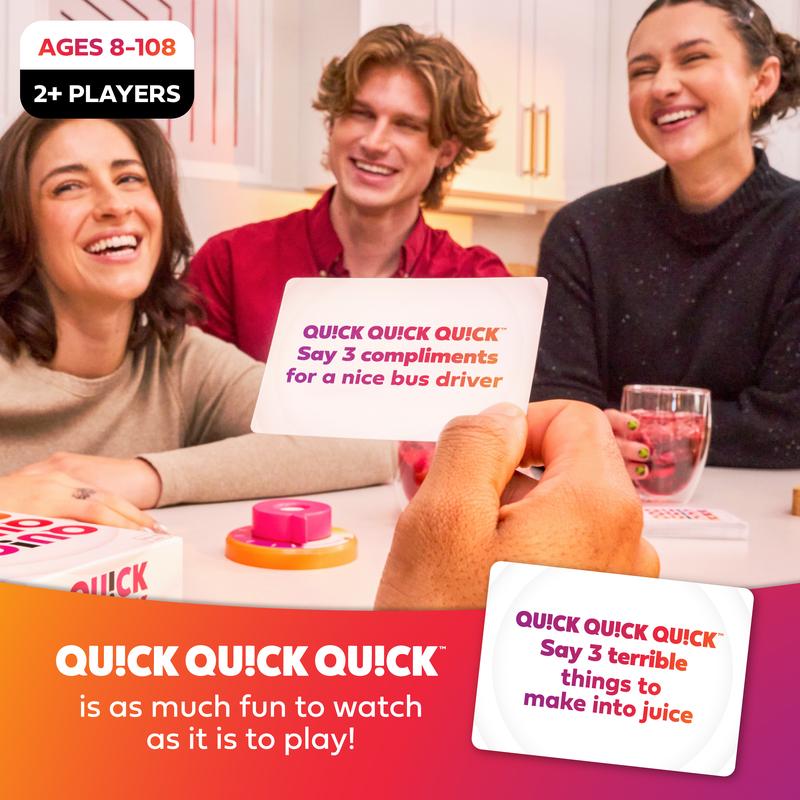 QUICK QUICK QUICK - The Ultimate Party Game for Friends & Family Ages 8-108 High-Energy Fun with 333 Cards & Battery-Free Timer for Endless Laughter