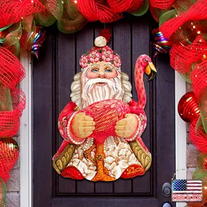 Flamingo Santa Tropical Door Decor by G. DeBrekht - Christmas Santa Snowman Decor - 8117835H