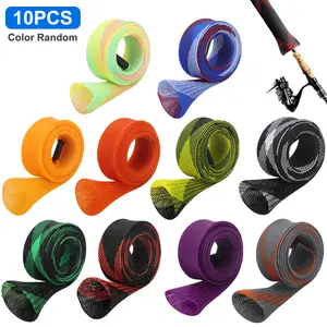 10Pcs Woven Mesh Fishing Rod Sleeves kit - Fishing Rod Sock Covers,Net Rod Protectors for Casting,Sea,Fly Fishing,Fishing Tools,Fishing Gear