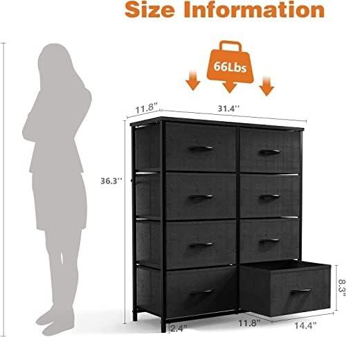 Sweet Furniture Dresser for Bedroom Organizer Storage Drawers with 8 Drawers, Steel Frame, Wood Top, Closet & Entryway