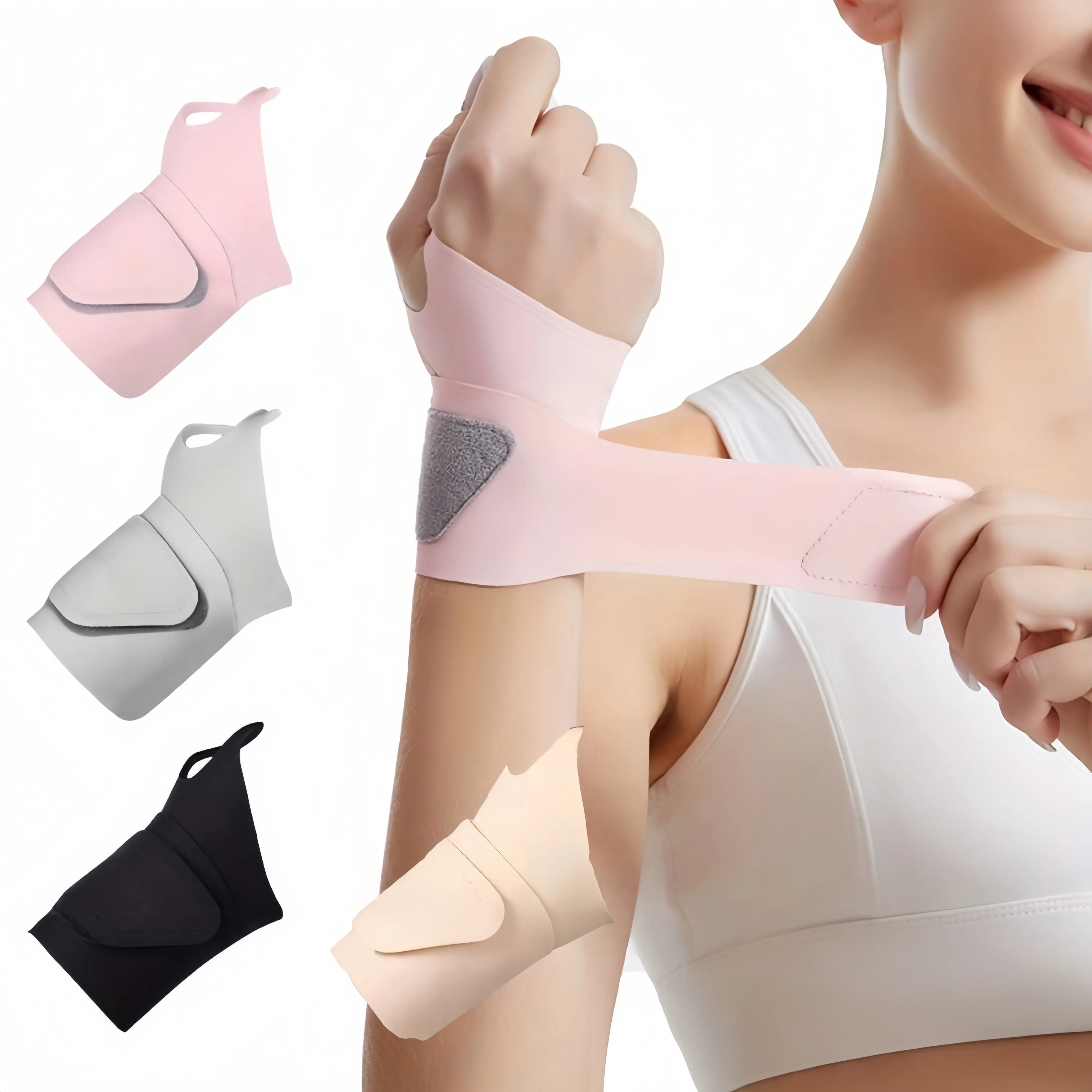 Unisex 4-Pack Wrist Guards - Nylon Compression Wristbands, Ultra-Thin Elastic Adjustable Band, Lightweight Support, Secure Fit, Sports Accessories, Youth Size, All Seasons, 4-Pack Convenience for Sports & Daily Use