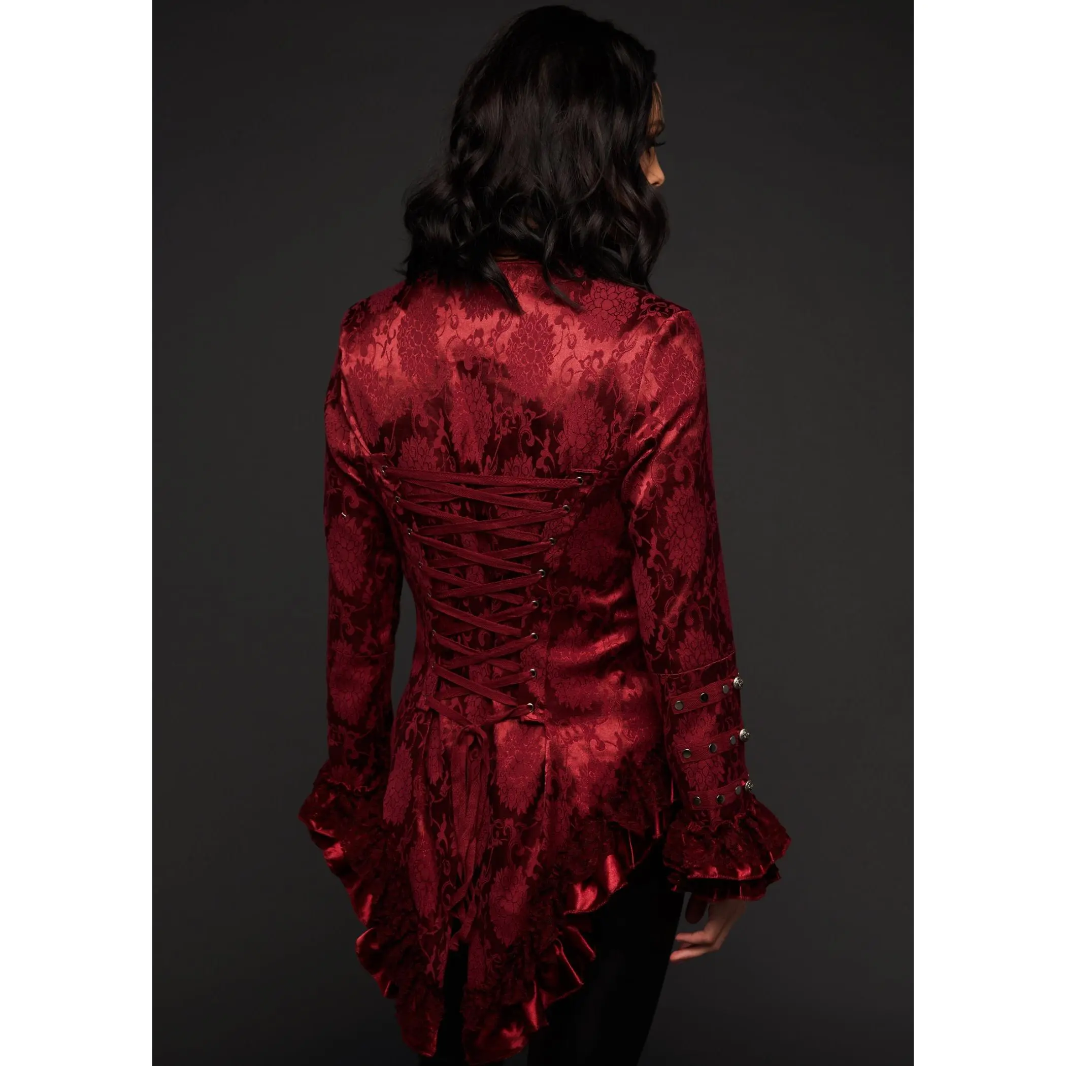 Burgundy Red Tail Jacket Gothic Steampunk Coat