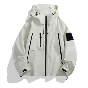 Outdoor Jacket Men's Windproof Waterproof Mountain Shell Jacket Workwear Hooded Jacket Couple Fishing Mountaineering Clothing