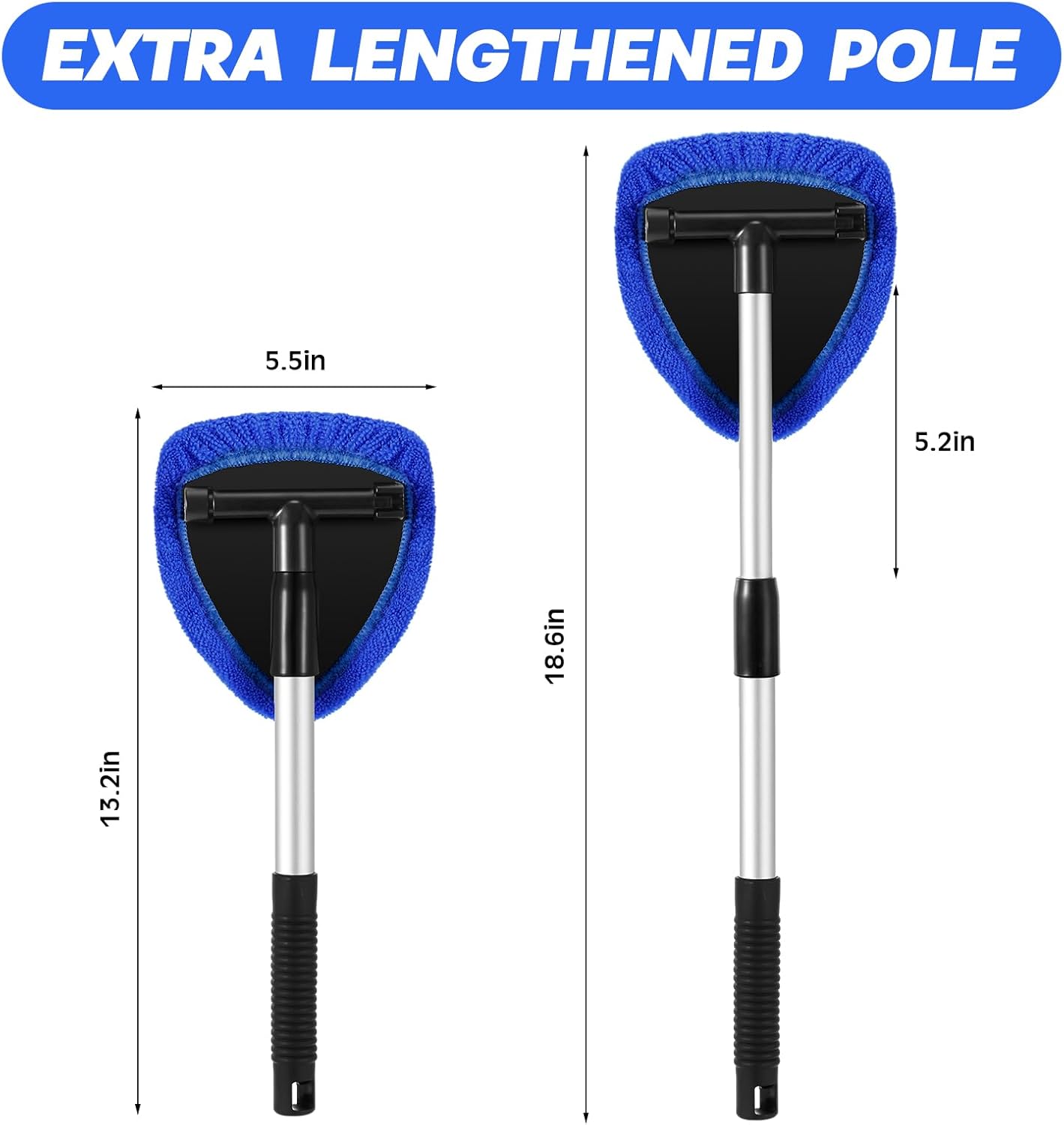 Microfiber Car Windshield Cleaning Tool -  Glass Brush for Windows, Adjustable Size for Effective Glass Cleaning Washing