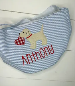 Anthony Blue Seersucker Valentine Basket