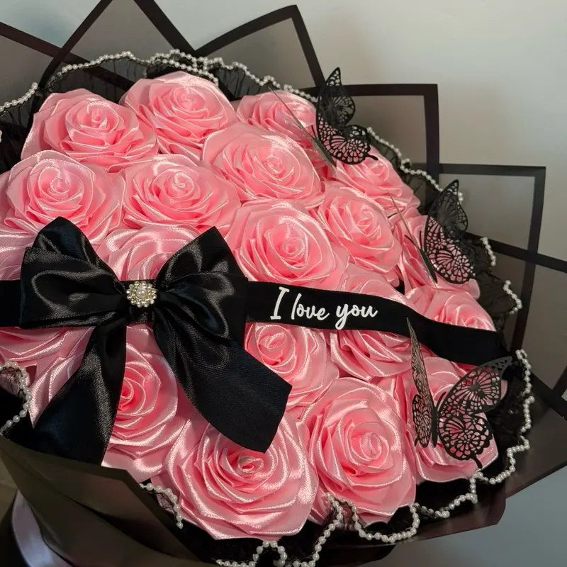 Luxury Eternal Rose Bouquet Handmade With Satin Ribbon Forever Rose Bouquet