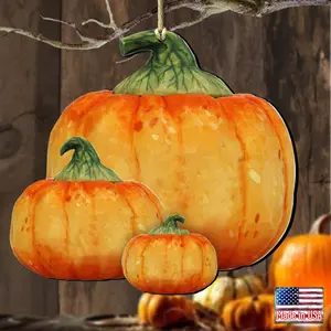 Designocracy 8158414-2-S2 5 x 5.5 in. Stacking Pumpkins Wooden Halloween Ornaments - Set of 2