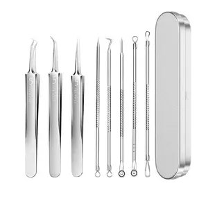 8 Pcs Blackhead Remover Tool Kit - Professional Stainless Steel Pimple Popper Tool Set, Acne Pimple Extractor Tool with Metal Case, Suitable for All Skin Types