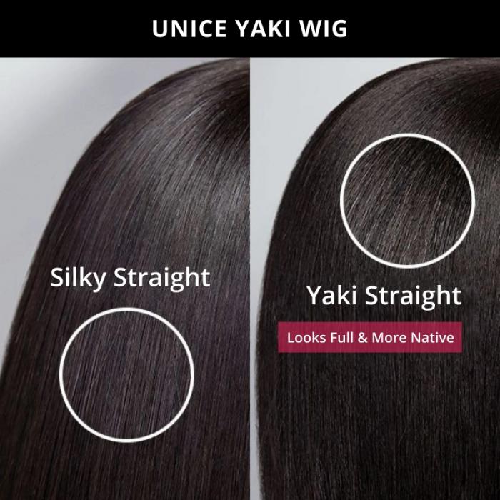 UNice Glueless Yaki Straight Short Bob Wig with Drawstring Pre-cut 7x5 HD Lace Human Hair Wigs with Bleached Knots Beginner Friendly Natural Hairline #TikTokShopStockUp #greenish