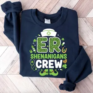 St Patrick's Day Emergency Department Sweatshirt T-Shirt, St Patricks Emergency Nurse Shamrock Tee, ER Crew Tee, Lucky ER Nurse Gifts, Emergency Room
