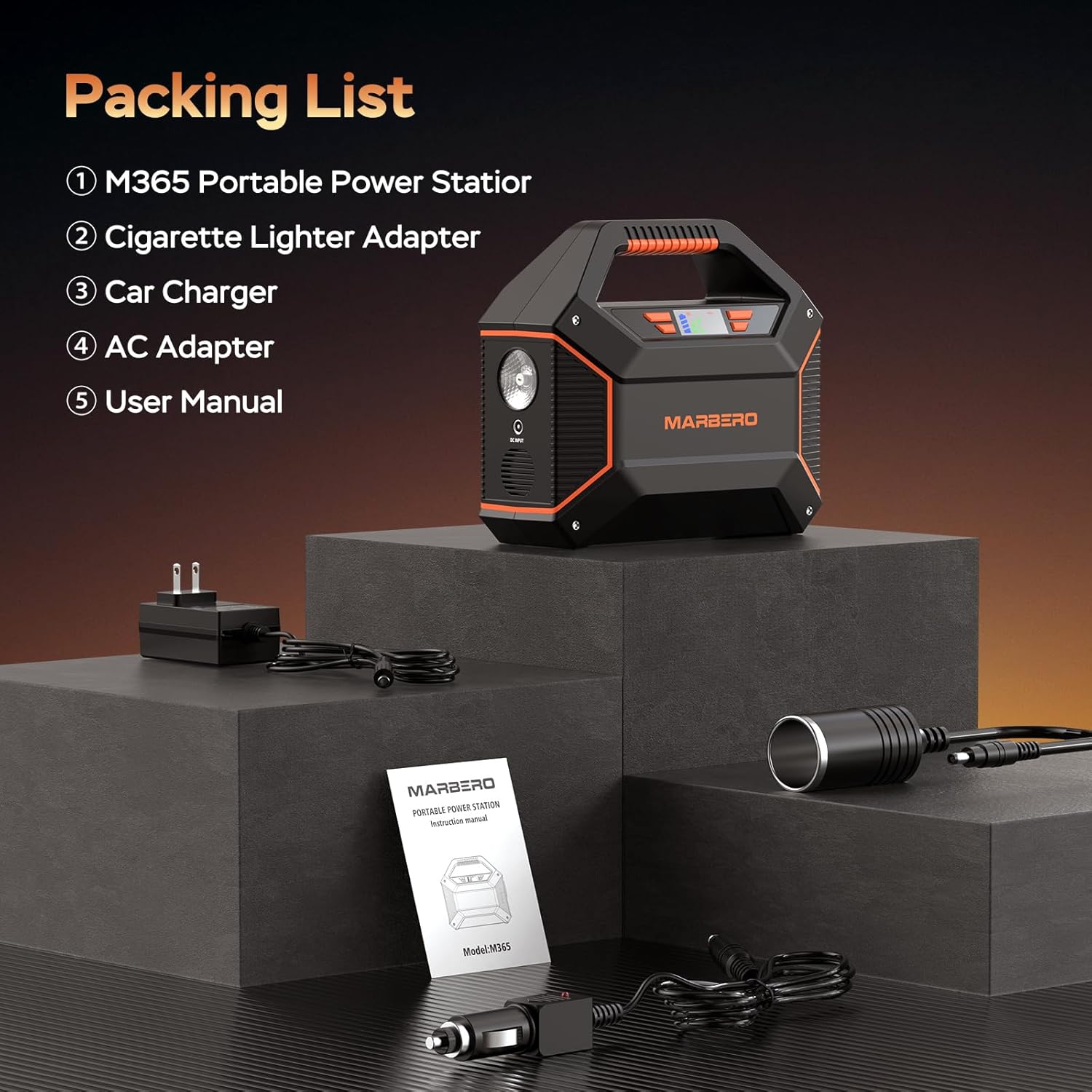 MARBERO 155Wh Portable Power Station 9 Output Ports with 2 x 100W  AC Outlets(150W Surge) Built-in Flashlight for Home Camping Essentials Hurricane Emergency