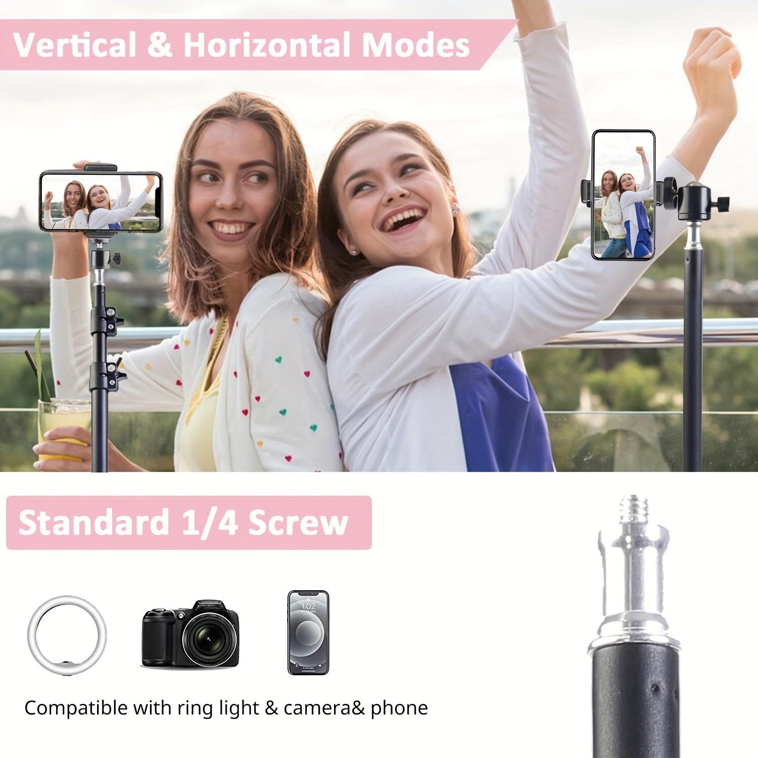 63 Inch Extendable Photography Tripod, Portable Tripod with 1/4 Screw, 1.6M Detachable Phone Tripod for Cell Phone Photography, Video Recording, Live Streaming aluminum travel tripod#springbreak