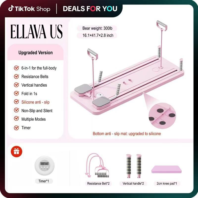 Pilates Board,Multi-functional Ab Exercise Board,FoldableHome Pilates Reformer with Knee Mat ,Timer andResistance Bands,Abs Workout Equipment forAbdominal & Core Strength Training trainer machine Portable Reformer with Timer structure sturdy Foldable