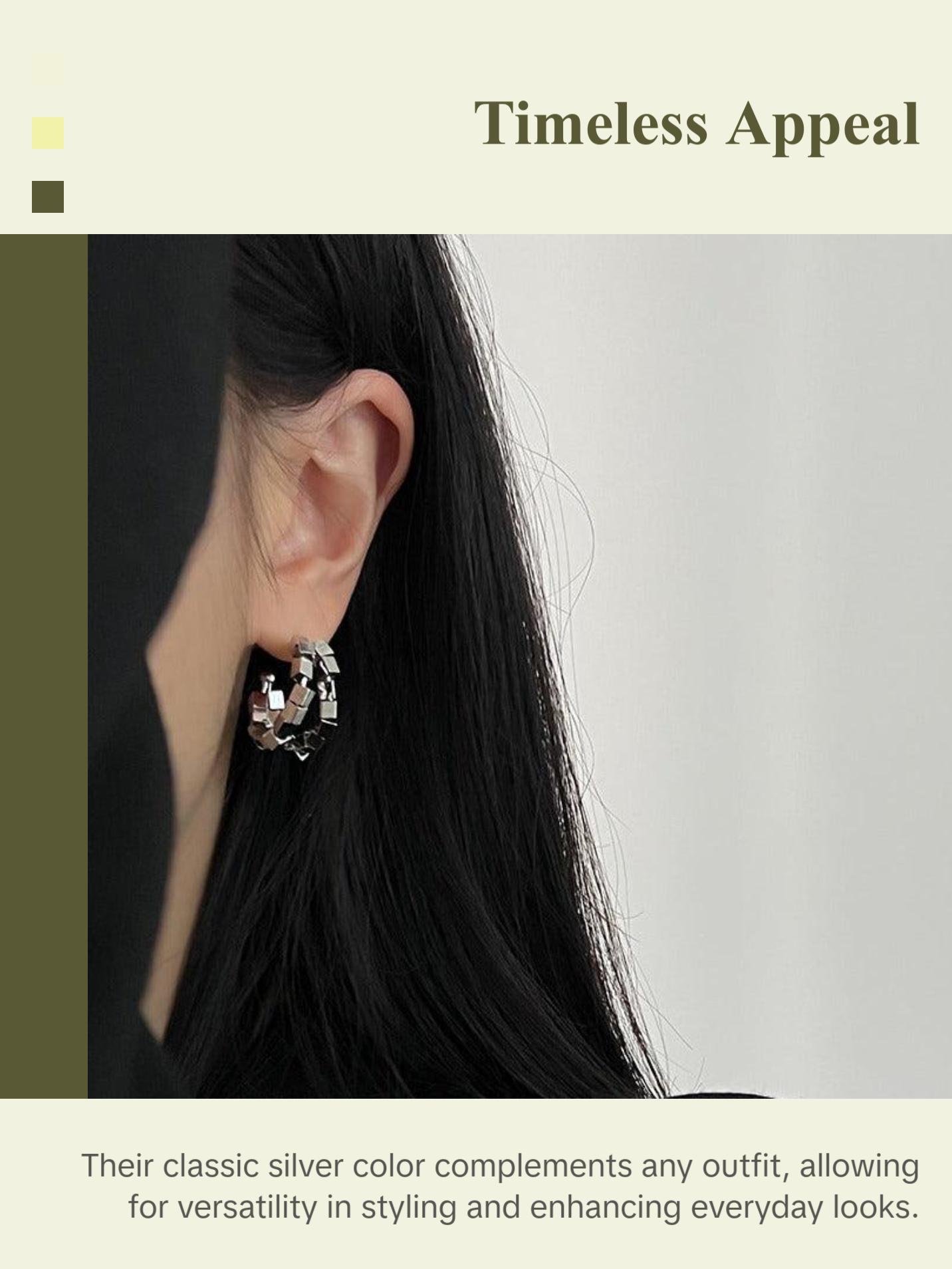 Double Hoop Silver Earrings