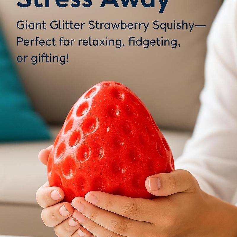 3 Pcs Big Taba Squishy Strawberry Kawaii Super Soft Stress Relief Fidget Toys for Kids & Adults Fun Relaxing Toy