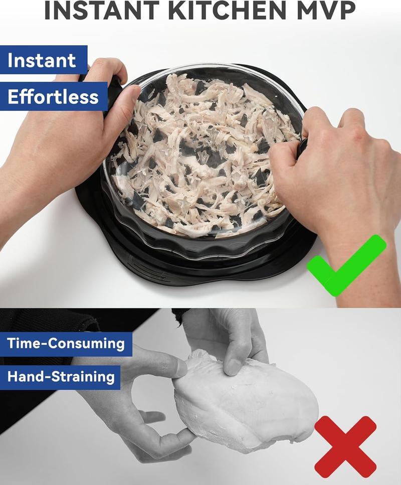 Chicken Shredder Large Chicken Breast Shredder  Visible Meat Shredder Machine, Tool Twist with Brush&Fork,BPA Free,Anti-Slip Strip, Ergonomic Handle,  Suitable for Pork Beef Chicken