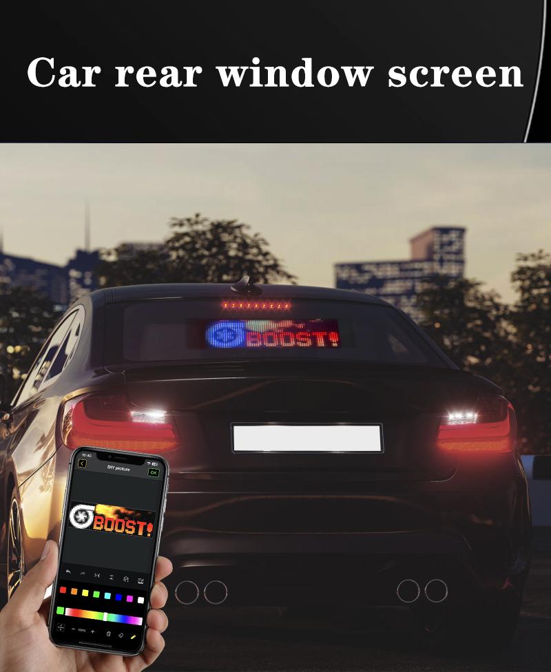 Flexible LED Signage Rolling Portable Programmable Shop Display with Custom Text Animations Doodle Patterns Music Rhythm Clock App Remote Control USB Powered IP67 Waterproof 5V 2A 10W Energy Efficient Smart Signage for Automotive Stage Live Shows Concerts