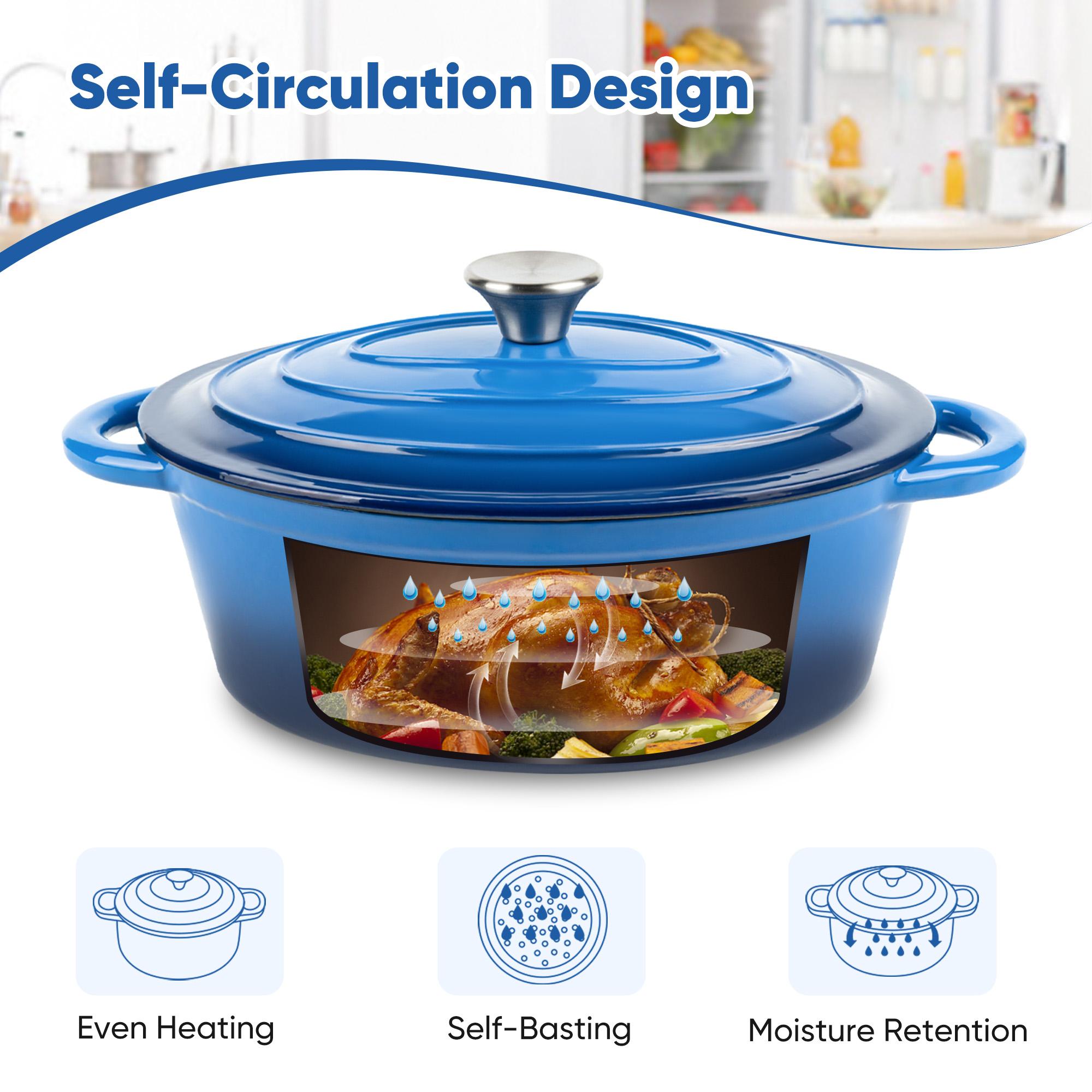 4.5 QT Enameled Oval Dutch Oven Pot with Lid and Dual Handles, Cast Iron Dutch Oven for Cooking, Bread Baking, Non-stick Enamel Coated Cookware