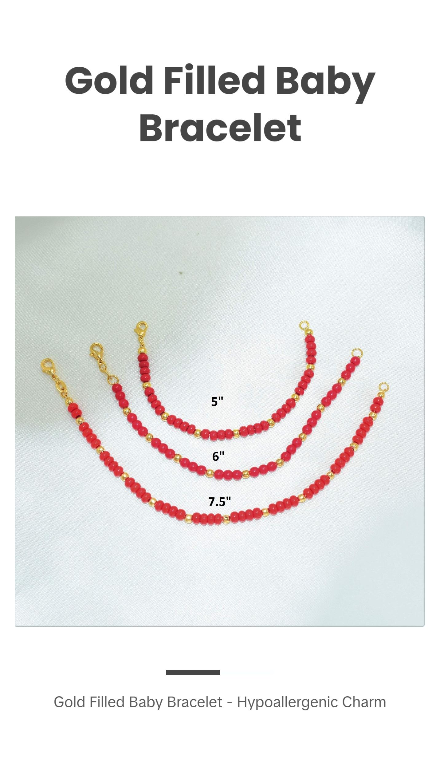 Gold Filled Red Beads Protection Bracelet for Baby - Hypoallergenic and Durable