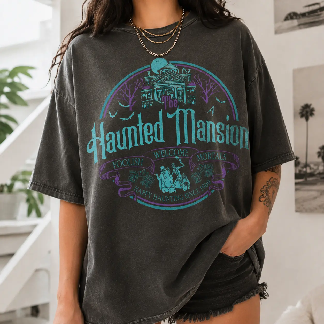 Comfort Colors The Haunted Mansion Shirt, Hitchhiking Ghosts Madame Leota Welcome Foolish Mortals T-shirt