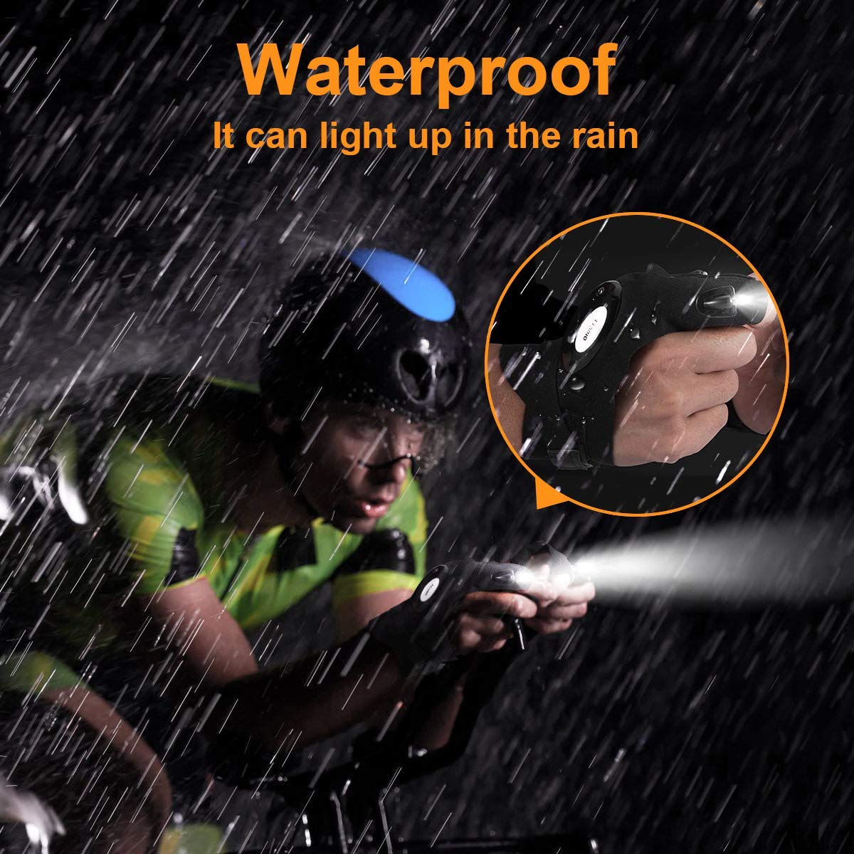 Pair of LED Half-Finger Waterproof Gloves with Flashlight- Durable Fingerless Gloves for Men & Women | OutdoorNight Fishing, Bait Prep, Cycling, Running, Camping