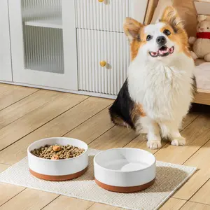 MALACASA Dog & Cat Bowls, Ceramic Dog Food and Water Bowls for Small/Medium/Large Size Dogs, Bone Relief 1.5/3.5/6 Cups Capacity Pet Bowl