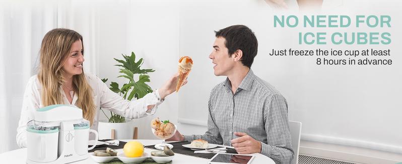 Pukomc Ice Cream Maker Machine for Home Use, with Two Ice Cream Bowls,Simple Operation and Easy to Clean,White Green