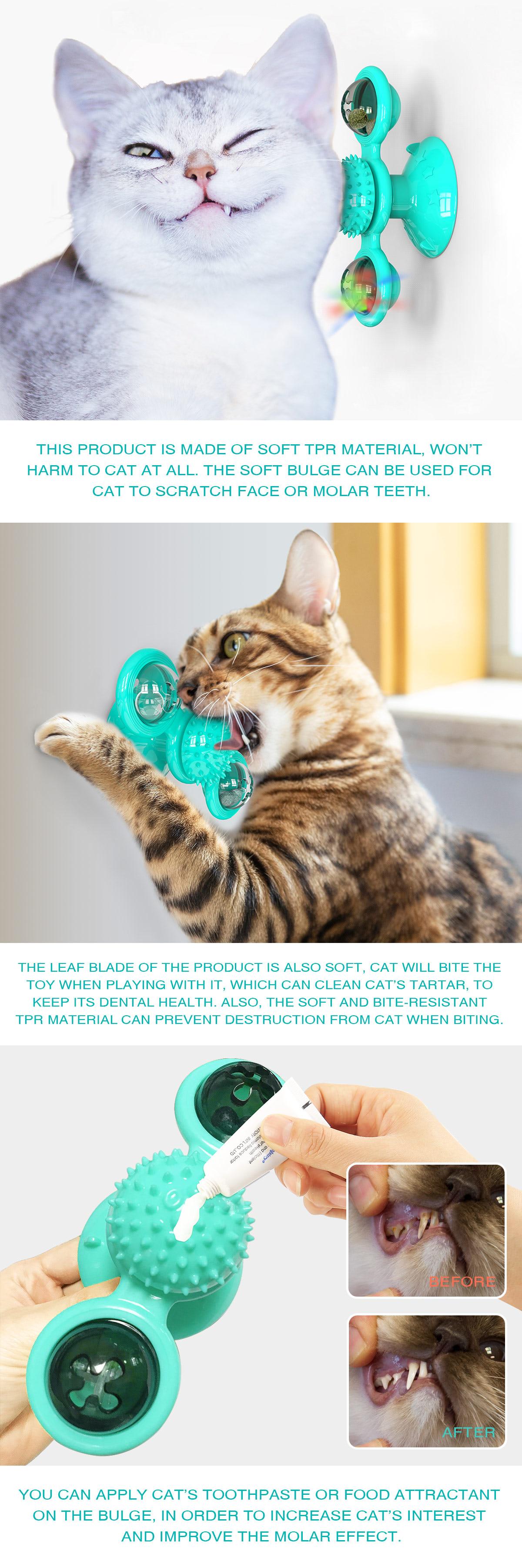 New Windmill Cat Toys Fidget Spinner for Kitten with LED and Catnip Ball